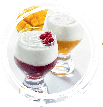 Yaourt sur lit de fruits bio - Mangue, framboise, myrtille
