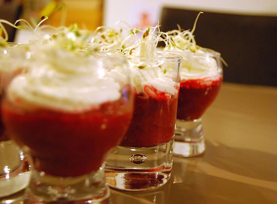 Verrines bio de betteraves au chèvre blanc Bernard Gaborit