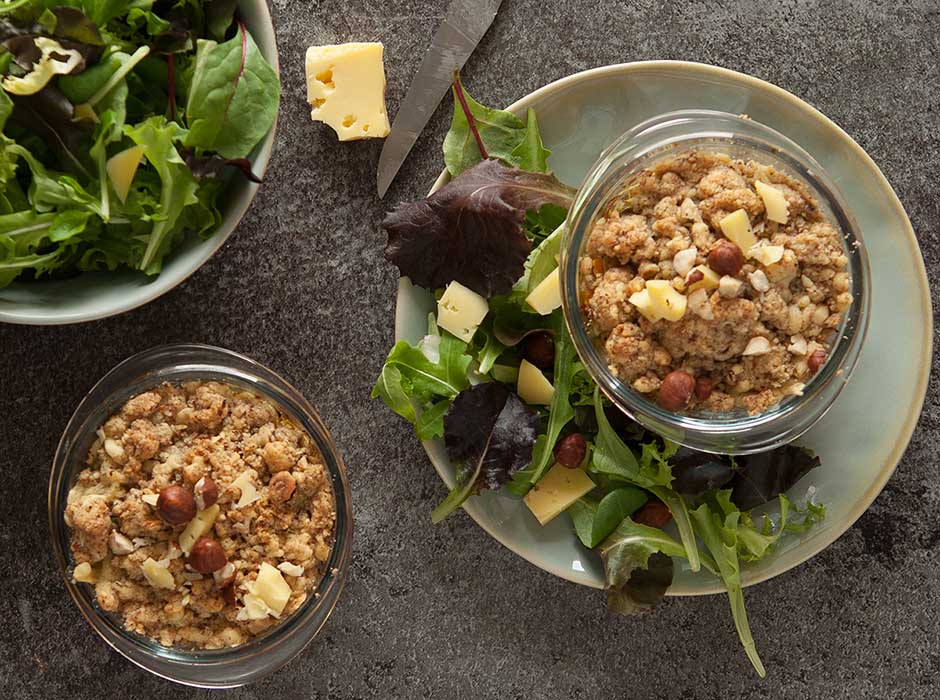 Crumble salé tomme et légumes