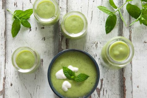 Gaspacho courgettes, petits pois et menthe