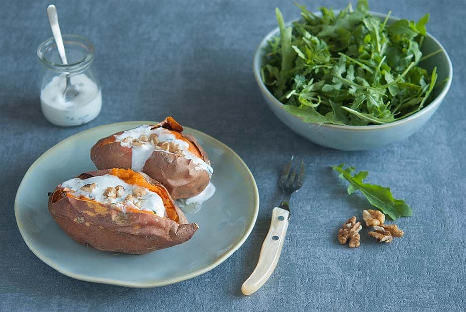 Patates douces farcies au fromage frais de chèvre