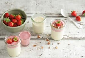 Panna cotta bio coulis fraise et amandes