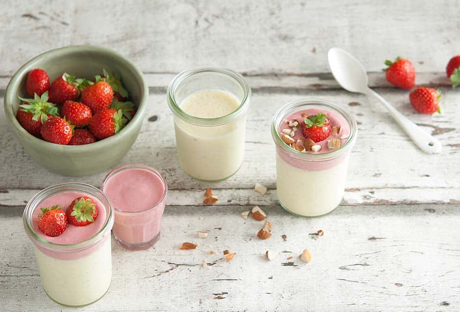 Panna cotta bio coulis fraise et amandes