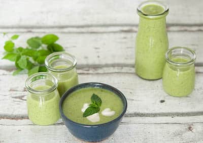 Gaspacho yaourt de chèvre et menthe