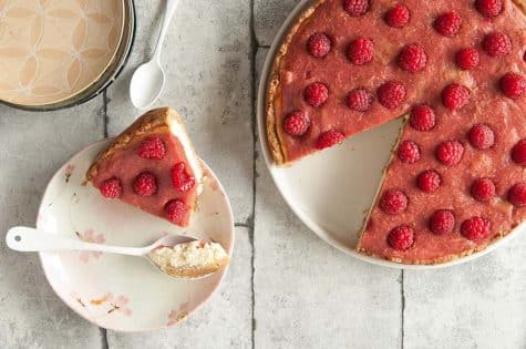 Tarte rhubarbe, framboise et fromage blanc